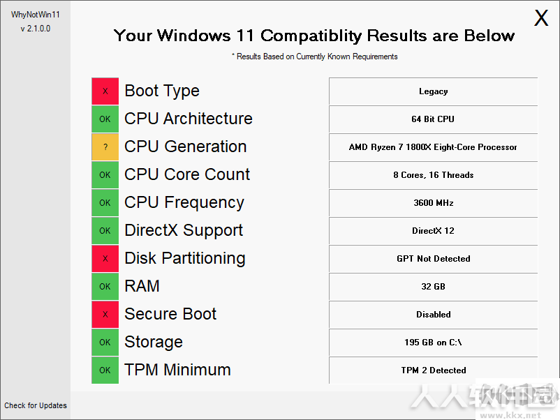 WhyNotWin11(一键检测Win11升级条件工具)