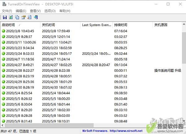 TurnedOnTimesView(电脑开关机记录查询工具)